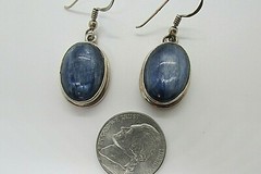 VINTAGE SOUTHWEST N A BLUE TOPAZ DANGLE EARRINGS STERLING