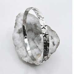 Vintage Taxco Mexico Sterling Silver Star Bangle Bracelet Textured Celestial
