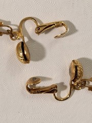 Vintage Gold Tone French Coin Chandelier Clip On Earrings Republique Francaise