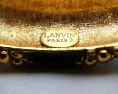 AUTHENTIC VINTAGE LANVIN PARIS GREEN BLACK ENAMEL WIDE HINGED BANGLE BRACELET