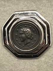 Vintage Costume Fashion Jewlery Silver tone Faux Roman Coin Clip-on Earrings