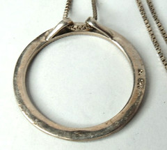 VTG 925 STERLING SILVER MARCASITE NECKLACE CHAIN 20″ & 30MM DIAMETER PEDANT