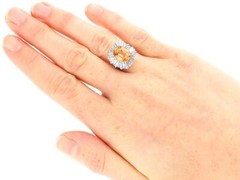 3.60Ct Orange Tourmaline and 2.30Ct Diamond, 18k White Gold Ballerina Ring