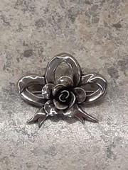 Vintage Sterling by JewelArt Rose & Bow Brooch 1.25″ x 1″ 5gr