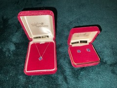 VINTAGE KAREN LYNNE 14KT GOLD LINDE STAR SAPPHIRES EARRINGS, NECKLACE SET