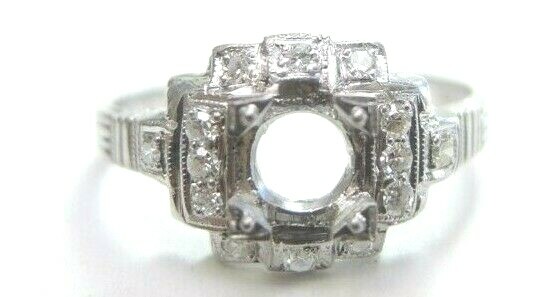 Antique Art Deco Setting Mounting Platinum Hold 4.5-5MM Ring Size 5 UK-J1/2