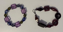 6 Piece Lot of Colorful Pink Purple Tone Bracelets Plastic Stone Glass Variety