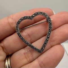 Vintage Sterling Silver Brooch Pin .925 Marcasite