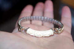 Vintage 1/20 10K GF Carved Flower Coral Stretchable Flexible Bangle Bracelet