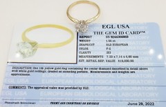 Antique Old European Cut Diamond Solitaire Engagement Ring 1.55 ct 14k Gold $19K