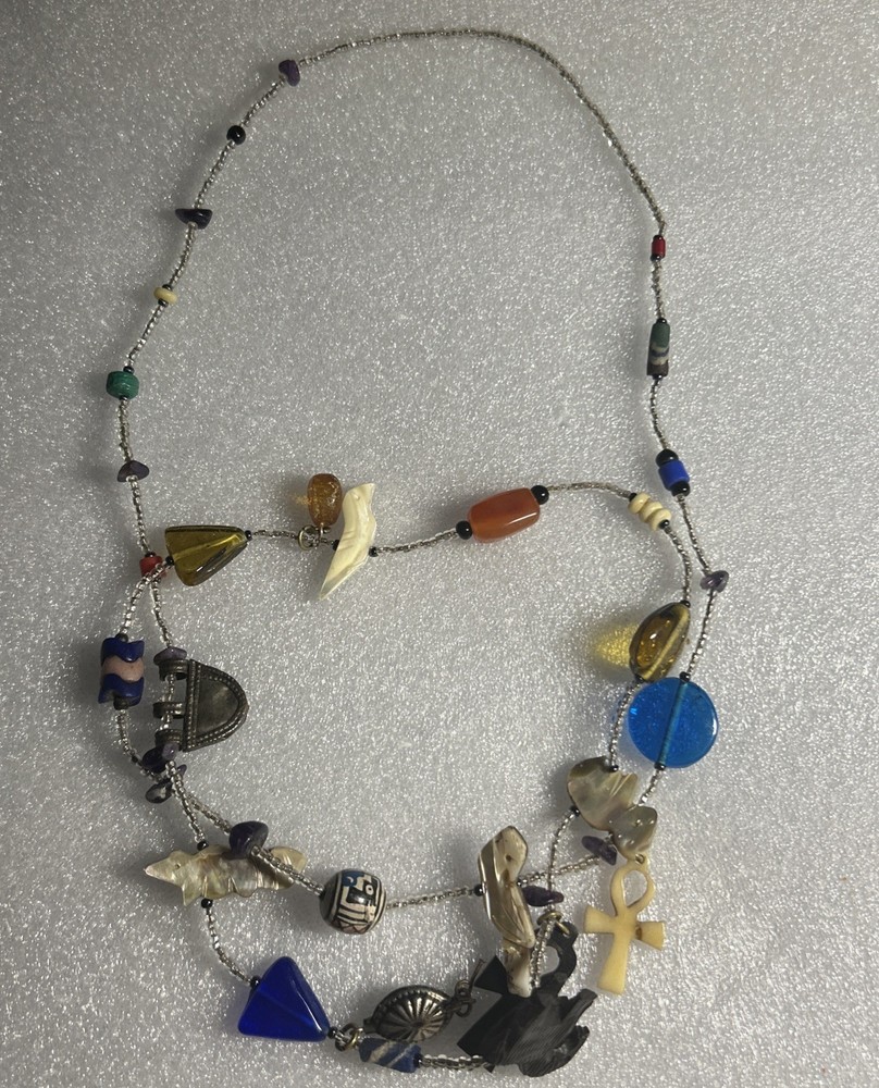 Vintage Trade Bead Fetish Hand Strung Necklace