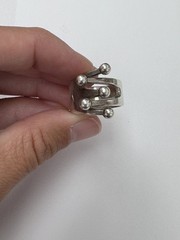 Anna Greta Eker AGE Sterling Silver Norway 5 Prong Jester Modernist Ring Size 8