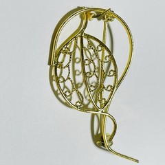 Modernist Brooch Pin Jewelry 2” Gold Tone