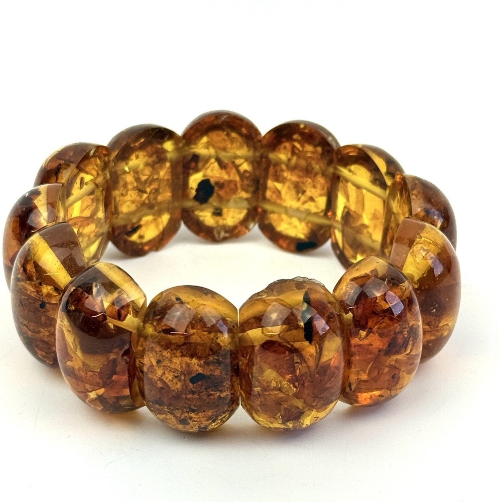 Old Amber Bracelet Vintage Natural BALTIC AMBER Cognac Beads 41.6g
