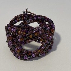 6 Piece Lot of Colorful Pink Purple Tone Bracelets Plastic Stone Glass Variety