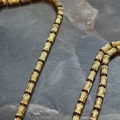 Vintage 1960s Modernist Gold Tone Cylinder Bead Layering Necklace 24 Inch