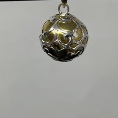 Harmony Chime Ball Pendant Sterling Brass Meditation Scroll Pattern