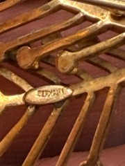 Vintage Wire Leaf Brooch Pin Germany Gold Tone Trombone Clasp 2″