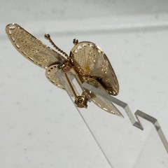 Vintage Brooch Butterfly Gold Tone Openwork Filigree Floral Lacy Cutout Pin