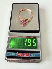 Vintage USSR 14K 583 Gold Ruby Ring Soviet Russian Jewelry Size 5.5 EU16