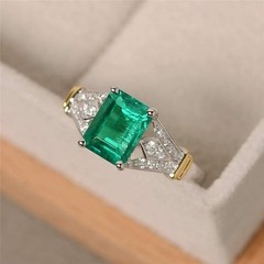Art Deco Antique 3.50Ct Natural Emerald Vintage Wedding Ring 925 Sterling Silver