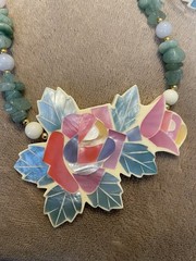 Vintage Lady Remington Inlaid Mother of Pearl and Stone Necklace/Earring Set