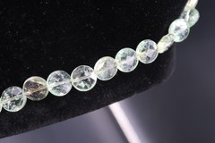 Vtg Clear Light Green Beaded Necklace Maybe Prehnite Fluorite Silver Tone Clasp