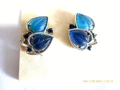 RARE LISNER MOLDED LUCITE LEAF RHINESTONE NECKLACE EARRINGS SET