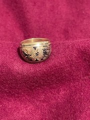 VintageRussia Severnaya Chern Gilded Sterling Silver 925 Niello Ring USSR SZ 9