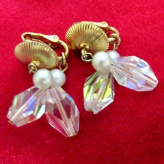 VTG RUNWAY DECO NAPIER 60s TWO STRAND CRYSTAL 16.5″ NECKLACE DANGLING EARRINGS