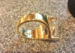 Rare & vintage! unbranded Sterling 925 Gold Wash 15mm Teardrop CZ Ring size 6