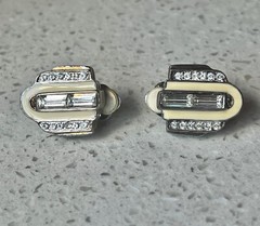 Givenchy Art Deco Clip-On Earrings & Baguette Crystals Rhinestones READ