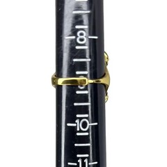 Gripoix Glass Cocktail Ring Gold Tone Black Enamel Green Cabochon Adjustable 6-9