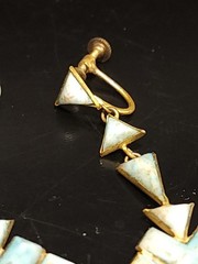 Vintage CZECHOSLOVAKIA Turquoise Screwback Chandelier Earrings 2″