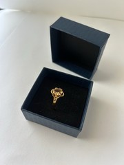 Vintage Orange Cubic Zirconia Ring Gold Plated Womens Size 8.5