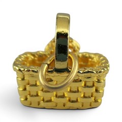 Gold Vermeil Sterling Silver Bee Meadow Basket Charm for Bracelet Brown County