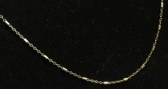 Vintage Gold Tone Dainty Tube Station Necklace Spring Ring Clasp 16-19″ Adj Unbr