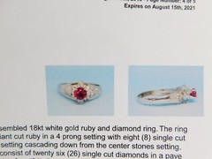 SWEET ANTIQUE 18K SOLID WHITE GOLD DIAMOND RUBY STONE RING