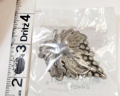 Vintage Solid Brass Silver Tone Stamped Grape Cluster Embellishment Arts Crafts
