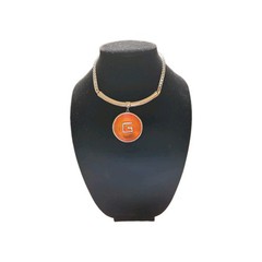 Vintage Givenchy Orange Enamel G Logo Torque Collar Choker Necklace Fair Cond