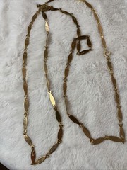 Vintage Goldtone Fish Link Necklace 48” Rare