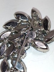 JULIANA Aqua Blue Rhinestone Leaf Flower Pin Broach Multi shaped Rhinestones