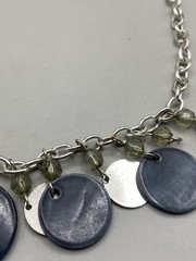 Vintage Boho Chic Silver Tone Medallion Blue Bead Necklace