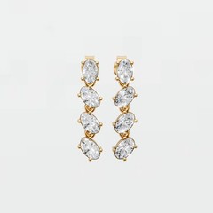 Oval Lab Grown Diamond Prong Setting Drop Dangle Bridal Wedding Earrings