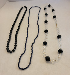 Beaded Necklace Lot of 3 Glass Plastic Faceted Crystal Art Deco Fashion Jewelry