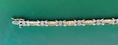 Vintage 1950’s 14k Gold Yellow & White Gold Straight Line Bracelet 66 Diamonds