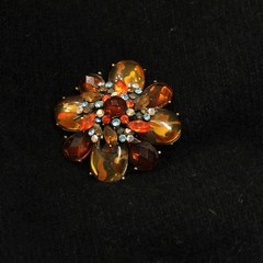 Lot of 4 Jelly AB Vintage Brooches 1.5-2.5″ Capri Pink Purple Green Teal Orange