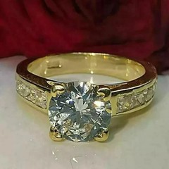 3Ct Round Cut Lab-Created Diamond Engagement Wedding Ring 14k Yellow Gold Plated