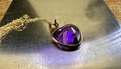 Vintage 14k Yellow Gold Dainty 16” w/Amethyst Heart Pendant 1.1.g