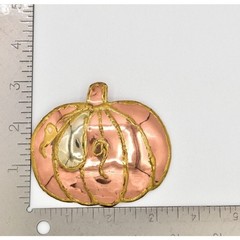 Vintage 3″ Brutalist Pumpkin Pin Brooch Pendant Large Copper Gold Chunky BinJ